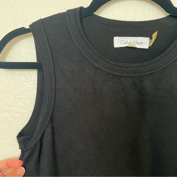 2/$30 Calvin Klein Black Essential Classic Sleeveless Sweater Top Vest SZ S - Picture 3 of 12
